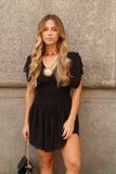 Black Crepe Drape Dress