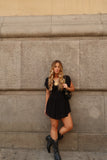 Black Crepe Drape Dress