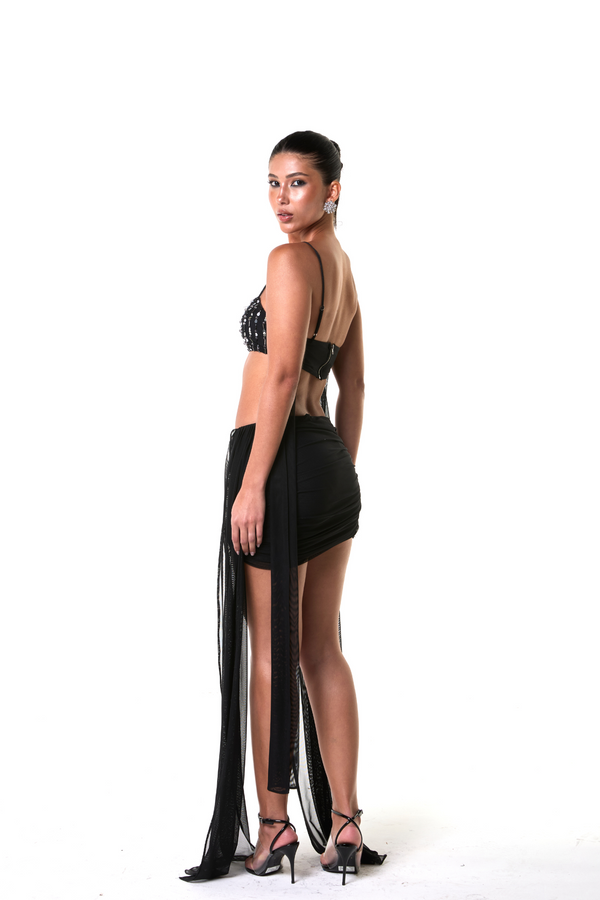 Combo: Mini Saia Acqua + Top Amarrações Acqua (Preto)