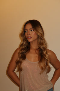 Camiseta sin mangas con diamantes de imitación de discoteca