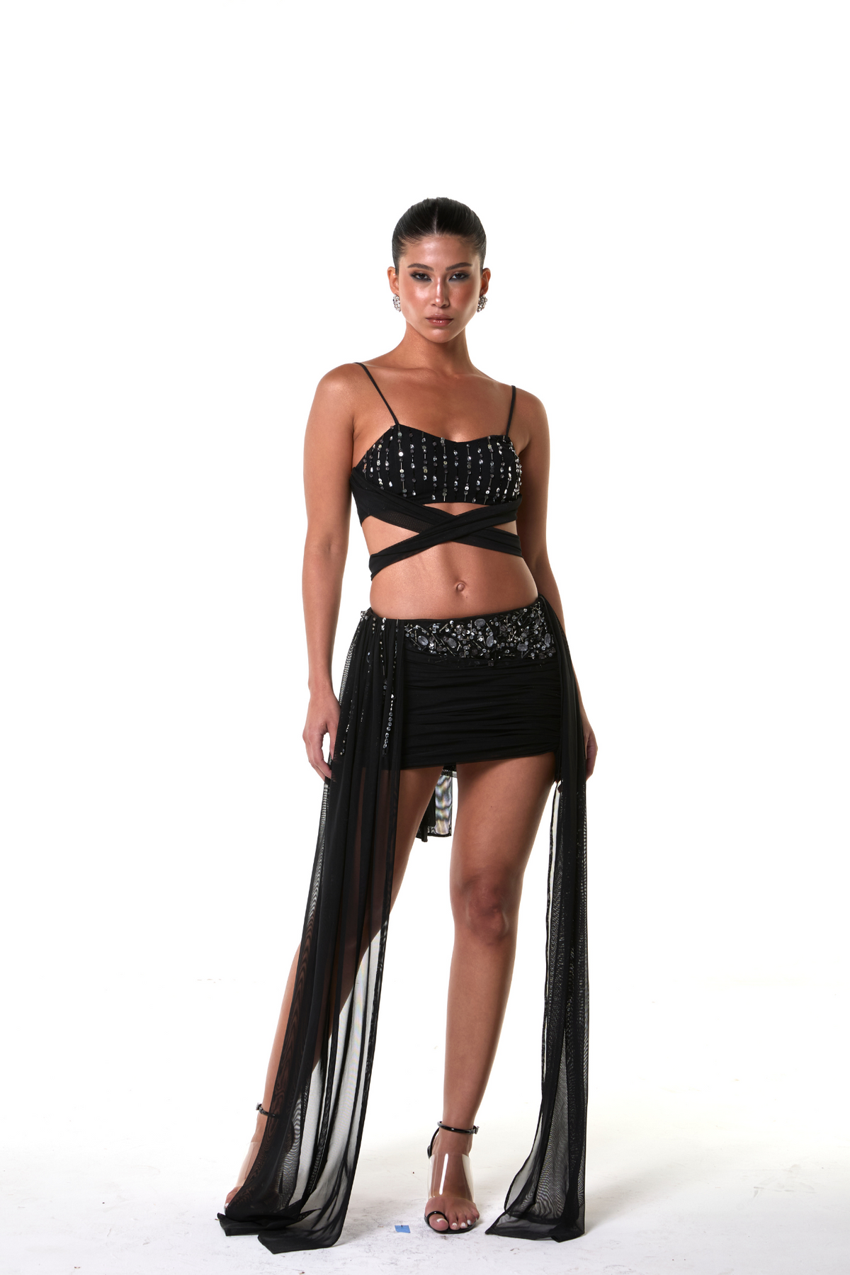 Combo: Mini Saia Acqua + Top Amarrações Acqua (Preto)