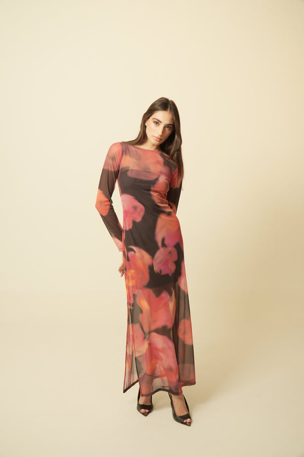 Vestido Sunset Tule Manga Longa