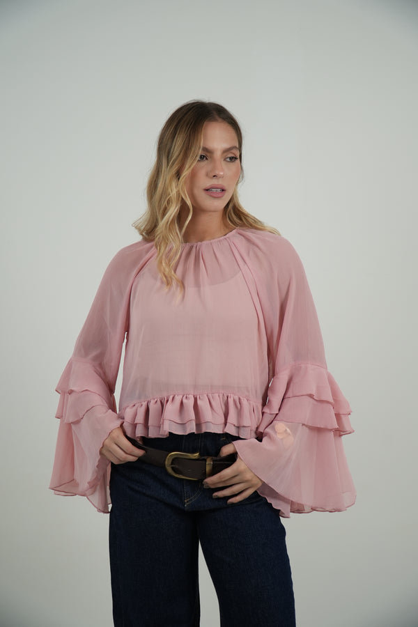 Blusa Bata Chiffon
