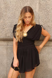 Black Crepe Drape Dress