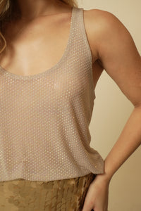 Camiseta sin mangas con diamantes de imitación de discoteca
