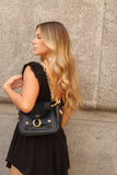 Black Crepe Drape Dress