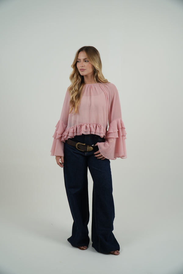 Blusa Bata Chiffon