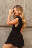 Black Crepe Drape Dress