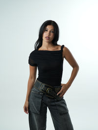 Asymmetric Tulle Bodysuit