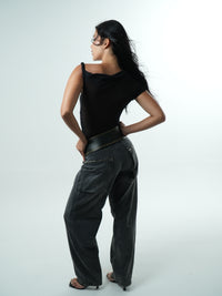 Asymmetric Tulle Bodysuit