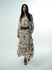Vestido Longo Chiffon Leopard