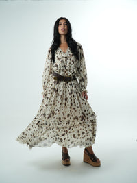 Vestido Longo Chiffon Leopard
