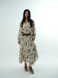 Vestido Longo Chiffon Leopard