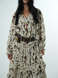 Vestido Longo Chiffon Leopard