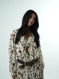 Vestido Longo Chiffon Leopard