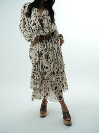 Vestido Longo Chiffon Leopard
