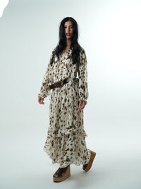 Vestido Longo Chiffon Leopard