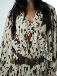 Vestido Longo Chiffon Leopard