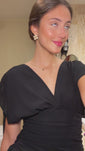 Stories de Black Crepe Drape Dress