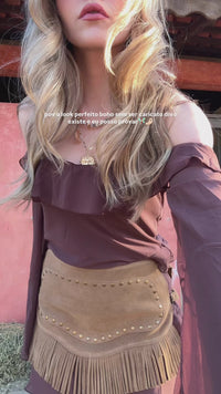 Stories de Saia Camurça Franjas
